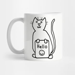 Cute Cat says Hello Outline Mug